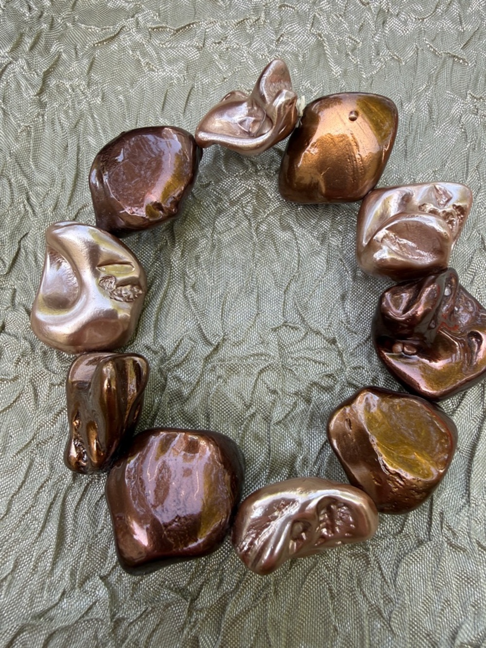 Chunky Metallic Brown Pearl Necklace